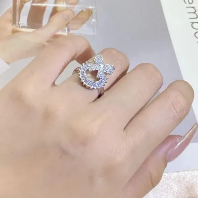 Shiny White Zircon Bow Shape Jewelry Set (4 pcs)